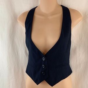 FOREVER 21 Navy Pint Strip 3 Button Formal Vest Small